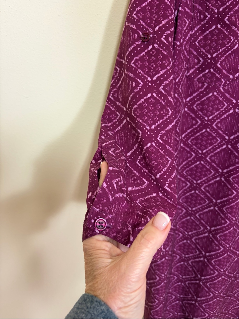Title Nine Purple Printed Shirt Dress - Picture 13 of 13
